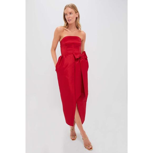 KIKA VARGAS Red Taffeta Ava Maxi Dress Size L NWT Retail $728 - Picture 1 of 6